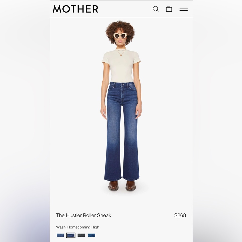 MOTHER Wide Leg Jeans in Deep Blue